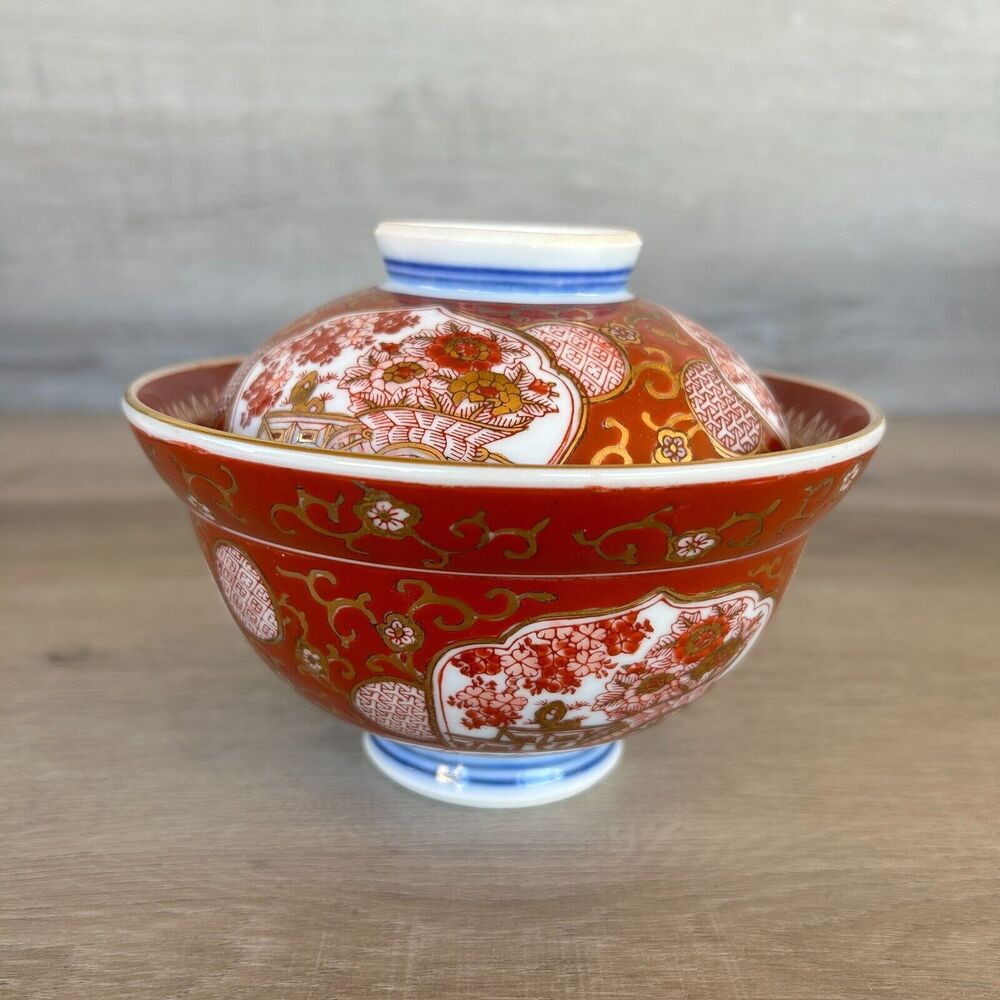 China Antique Bowl with Lid 6" by 3"